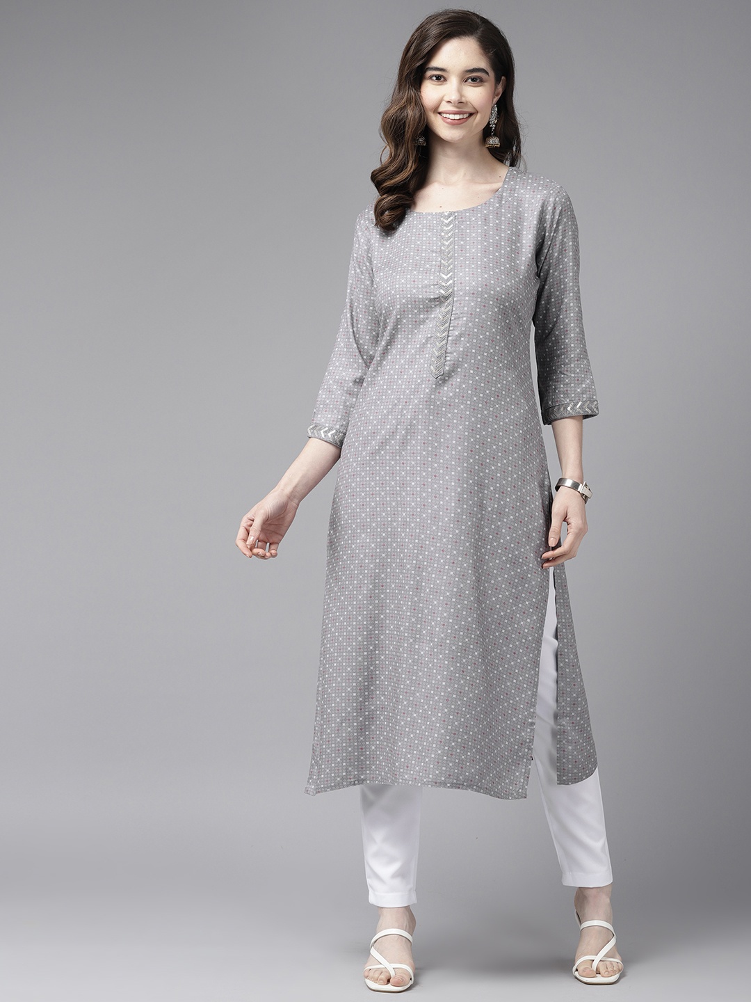 

Aarika Women Geometric Printed Kurta, Grey