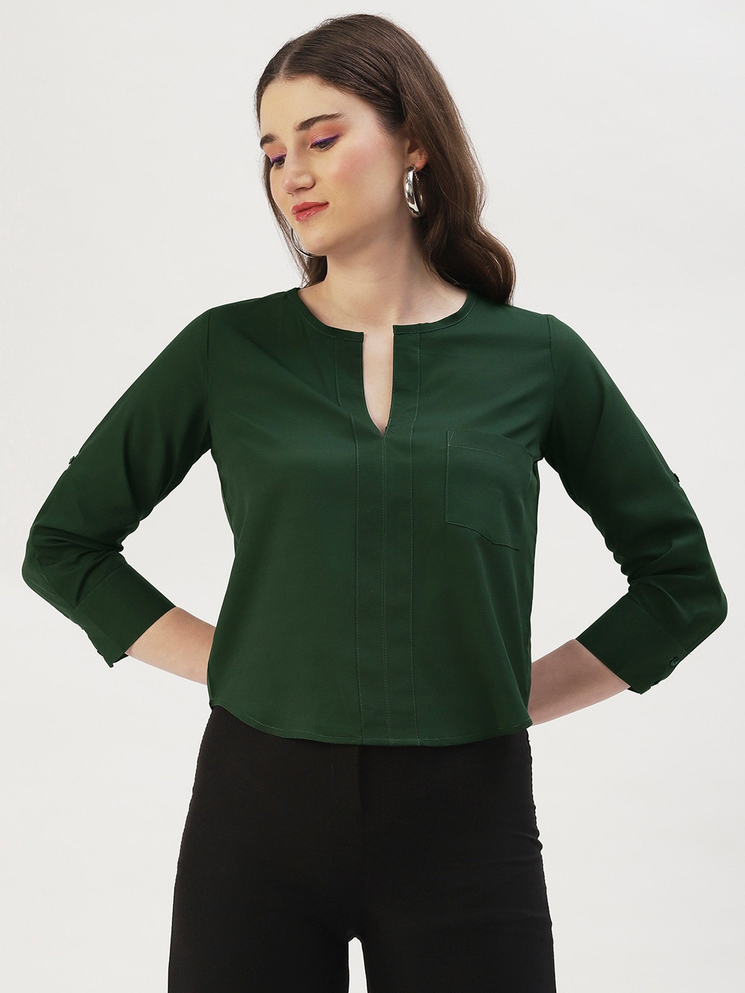 

DressBerry Regular Crepe Top, Green