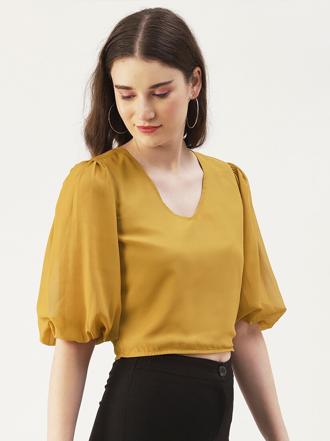 

DressBerry Georgette Top, Mustard