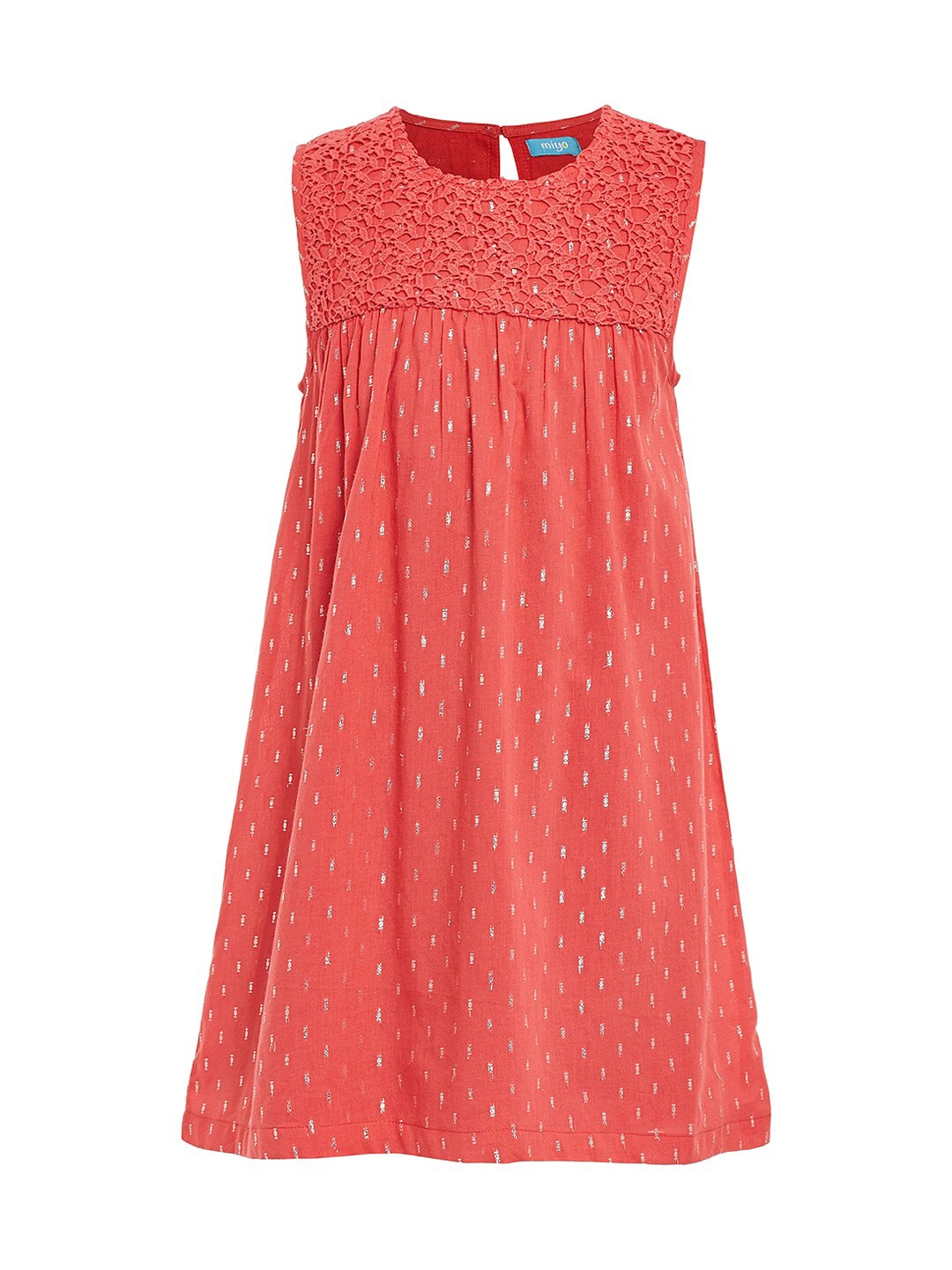 Miyo Girls Cotton A-Line Midi Dress, Coral
