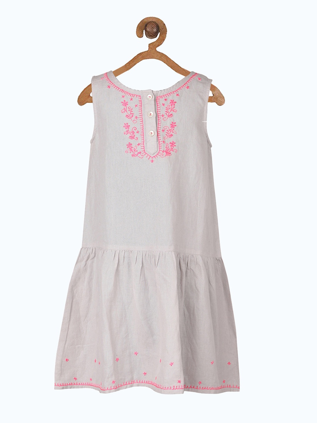 

Miyo Cotton Floral Embroidered A-Line Dress, White