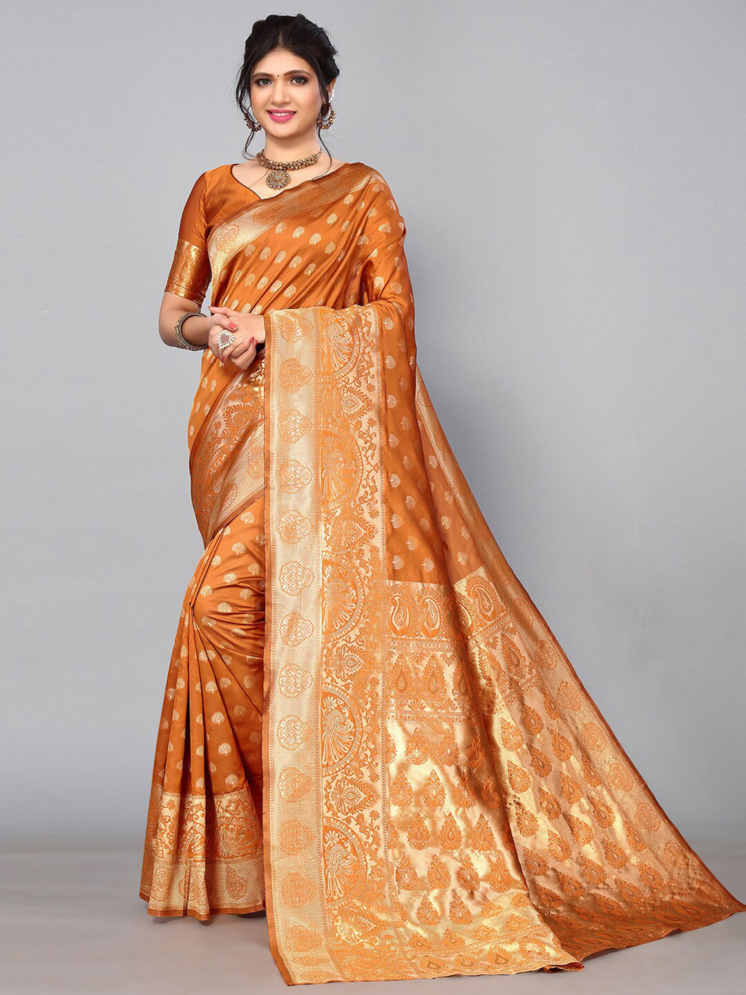 

Mitera Woven Design Zari Saree, Orange