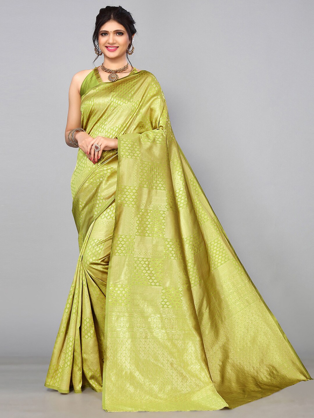 

Mitera Ethnic Motifs Zari Banarasi Saree, Green