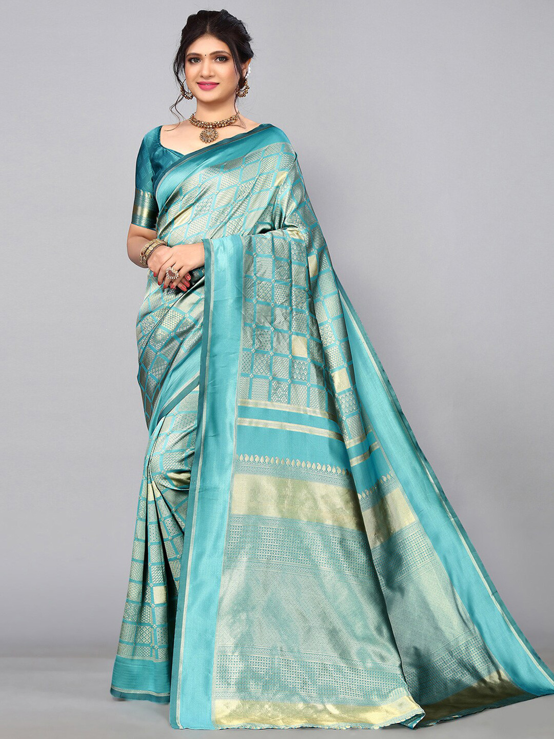 

Mitera Ethnic Motifs Zari Banarasi Saree, Blue