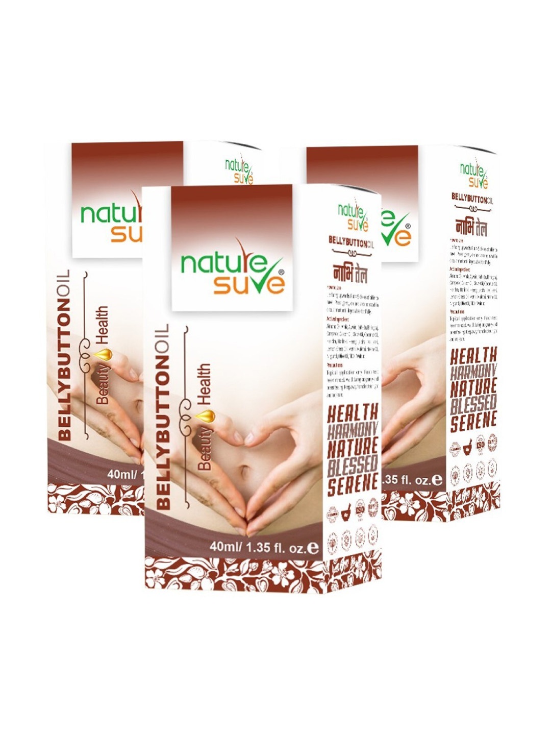 

Nature Sure Set Of 3 Belly Button Oil for Health & Beauty - 40 ml Each, White