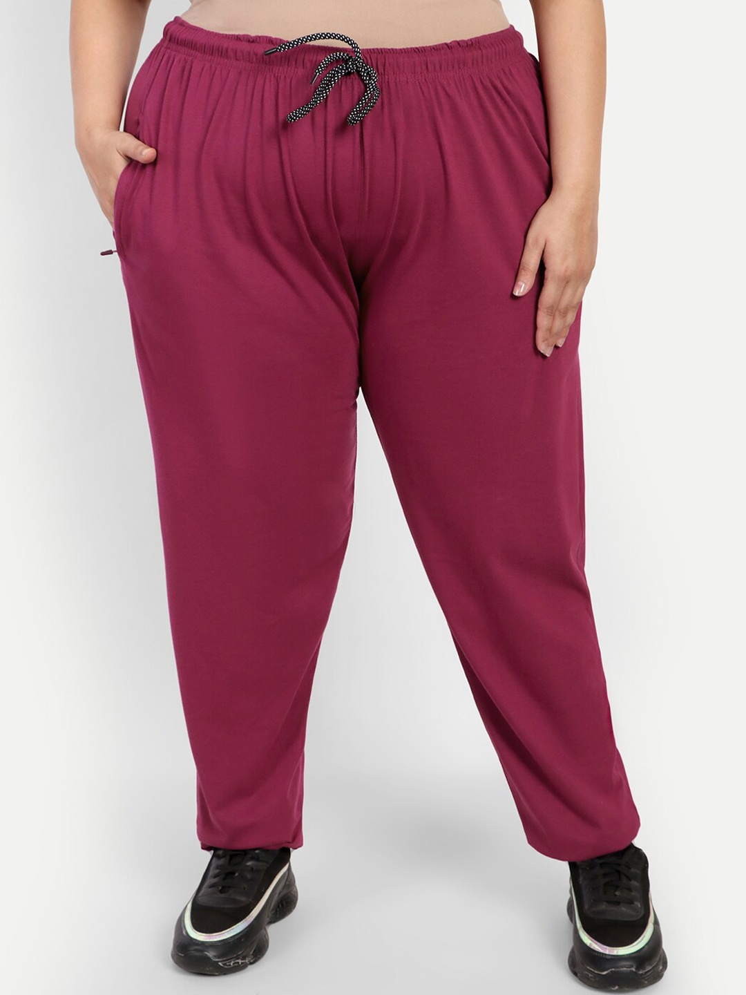 

CUPID Women Plus Size Cotton Track Pant, Maroon