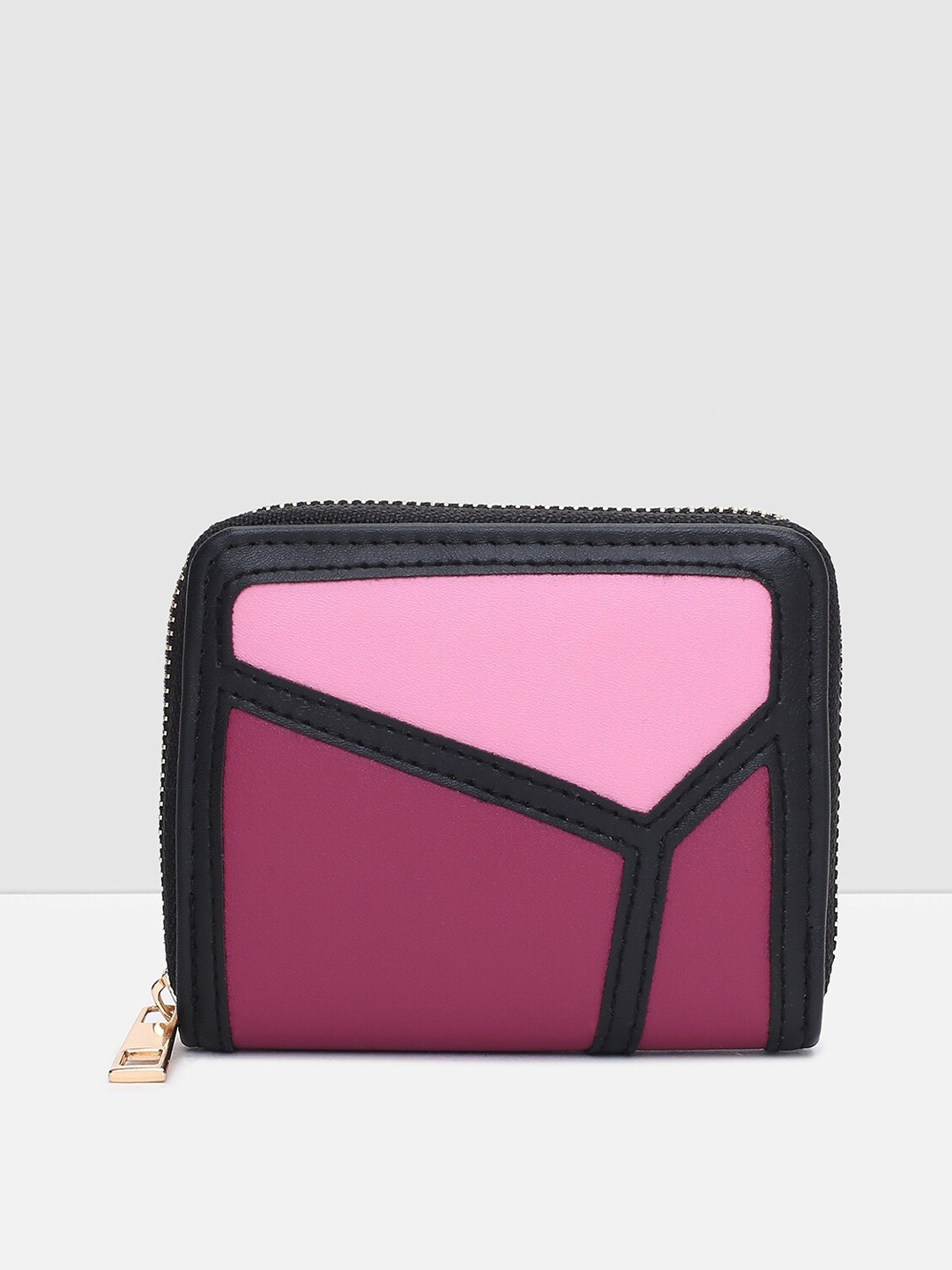 

max Women Colorblocked PU Zip Around Wallet, Red
