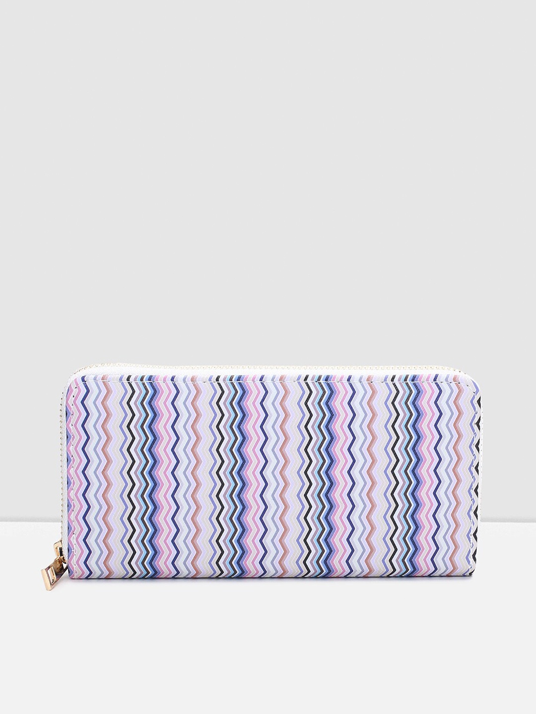 

max Women Striped PU Zip Around Wallet, Blue