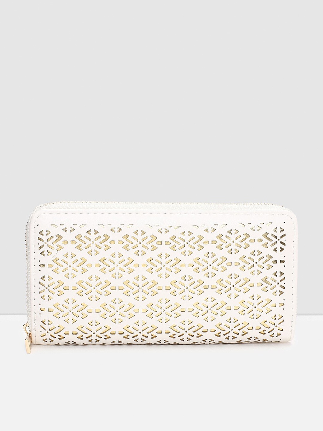 

max Women Off White & Gold-Toned Floral PU Envelope