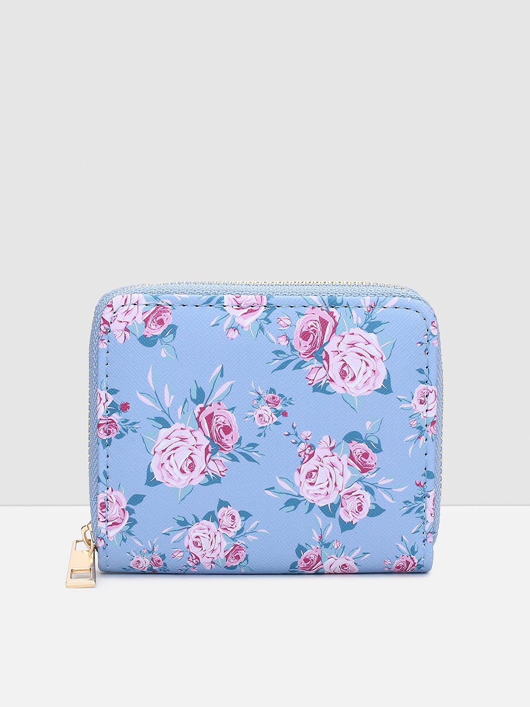 

max Women Floral Printed Zip Around Wallet, Blue