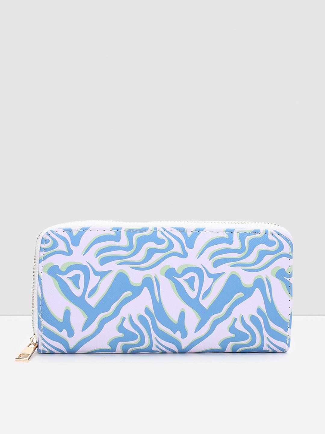 

max Women Abstract Printed PU Two Fold Wallet, Blue