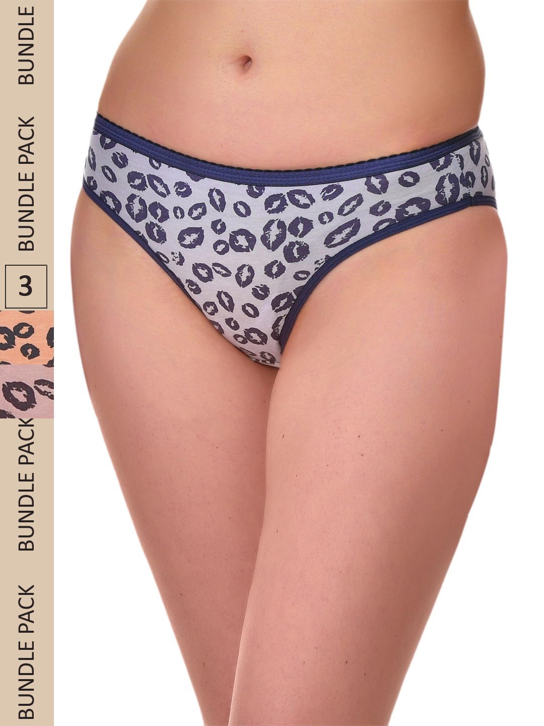 

UNMADE Women Pack Of 3 Assorted Lips Printed Bikini Briefs