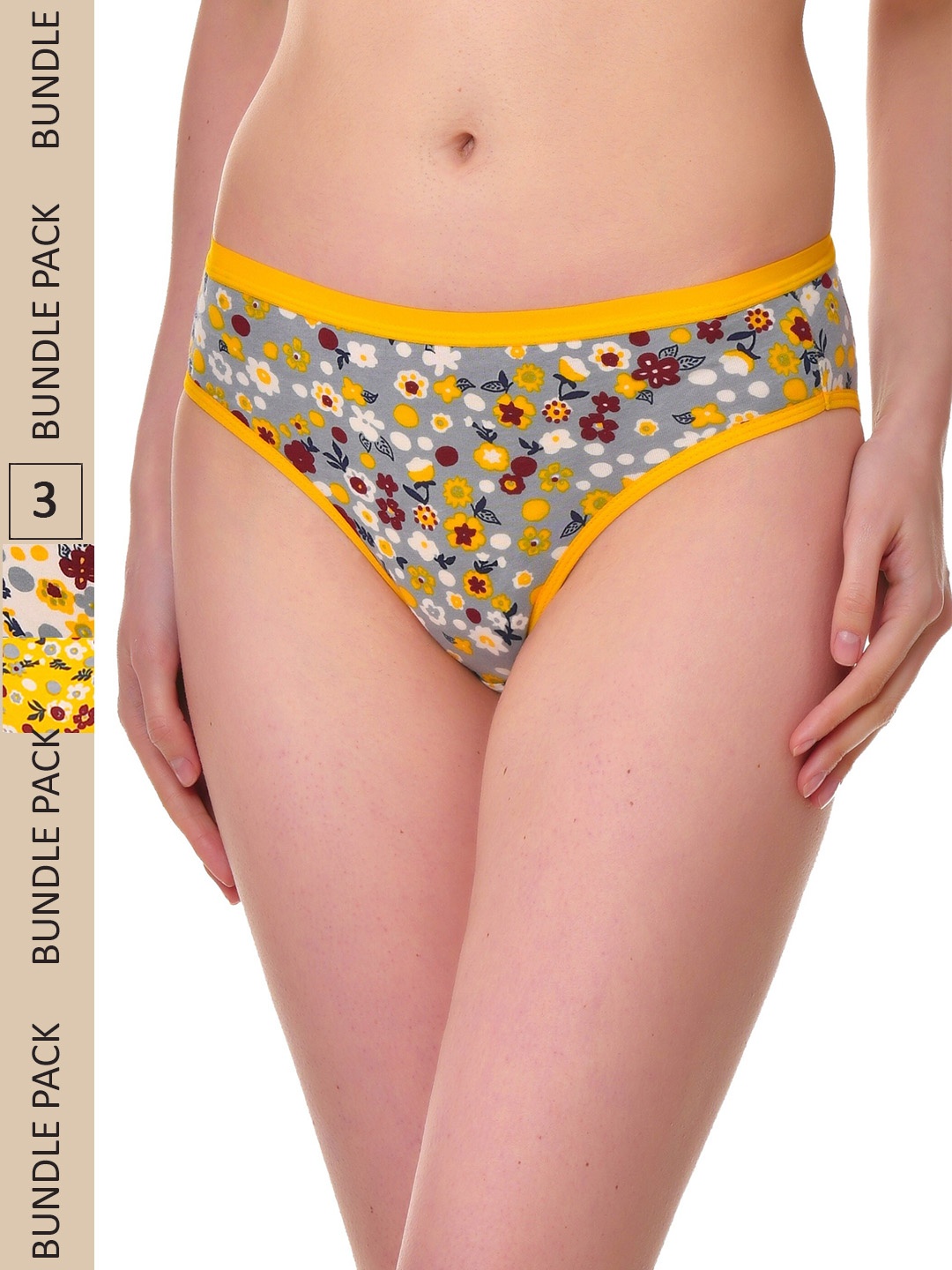 UNMADE Women Pack of 3 Assorted Cotton Bikini Briefs