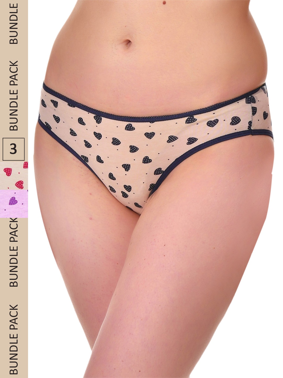 

UNMADE Women Pack Of 3 Assorted Cotton Bikini Breifs