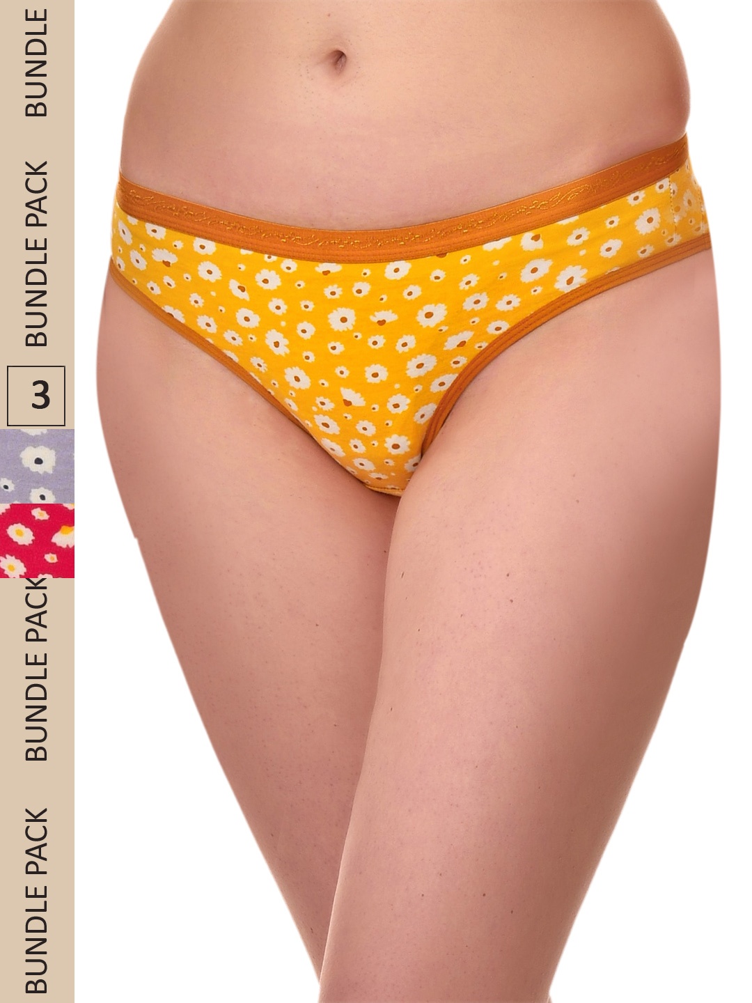 

UNMADE Women Pack of 3 Assorted Cotton Bikini Briefs