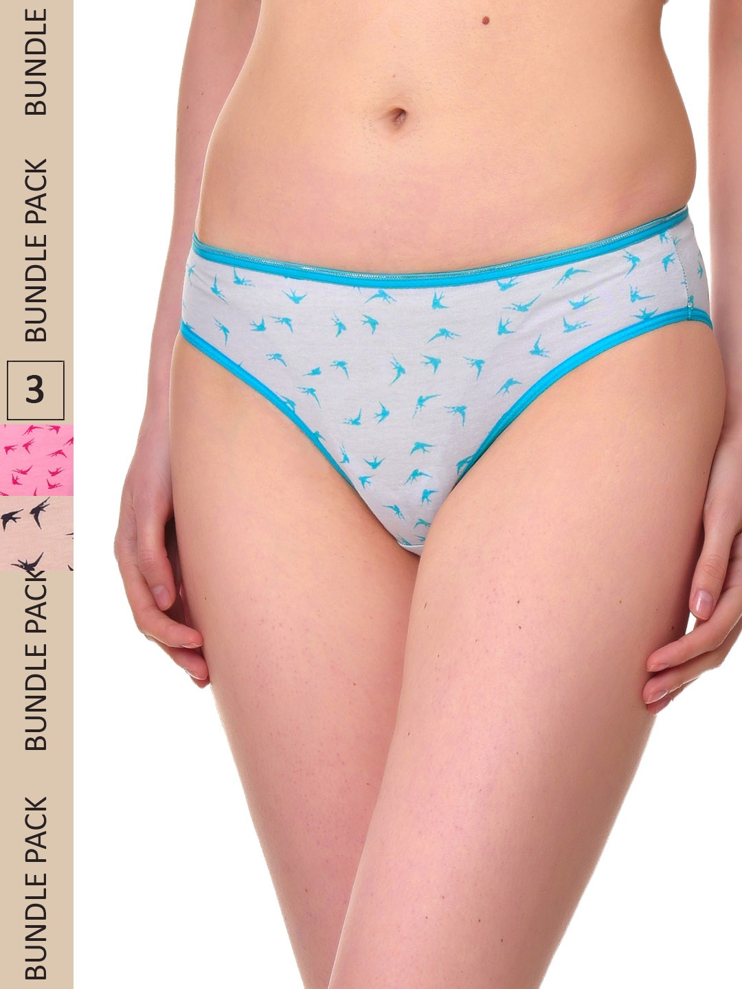 

UNMADE Women Pack Of 3 Assorted Cotton Bikini Briefs