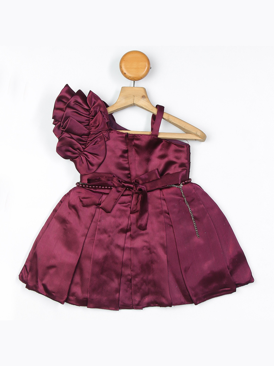 

Enfance Belted Mini Fit & Flare Dress, Maroon