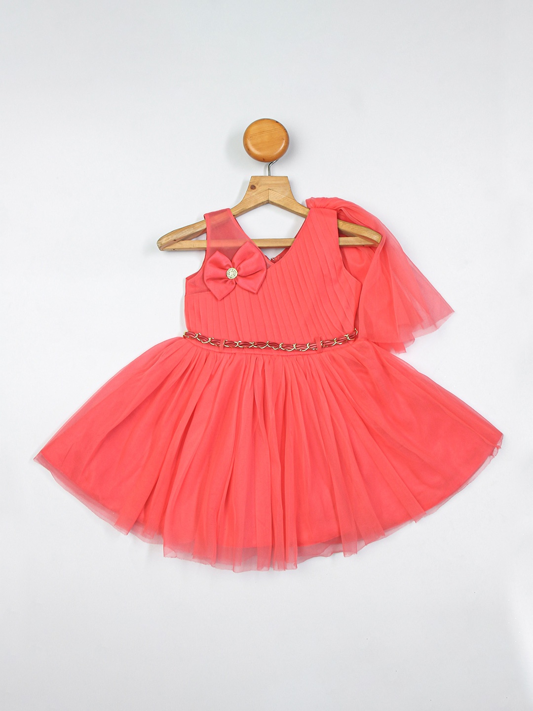 

Enfance Bow Detailed Tulle Mini Fit & Flare Dress, Peach