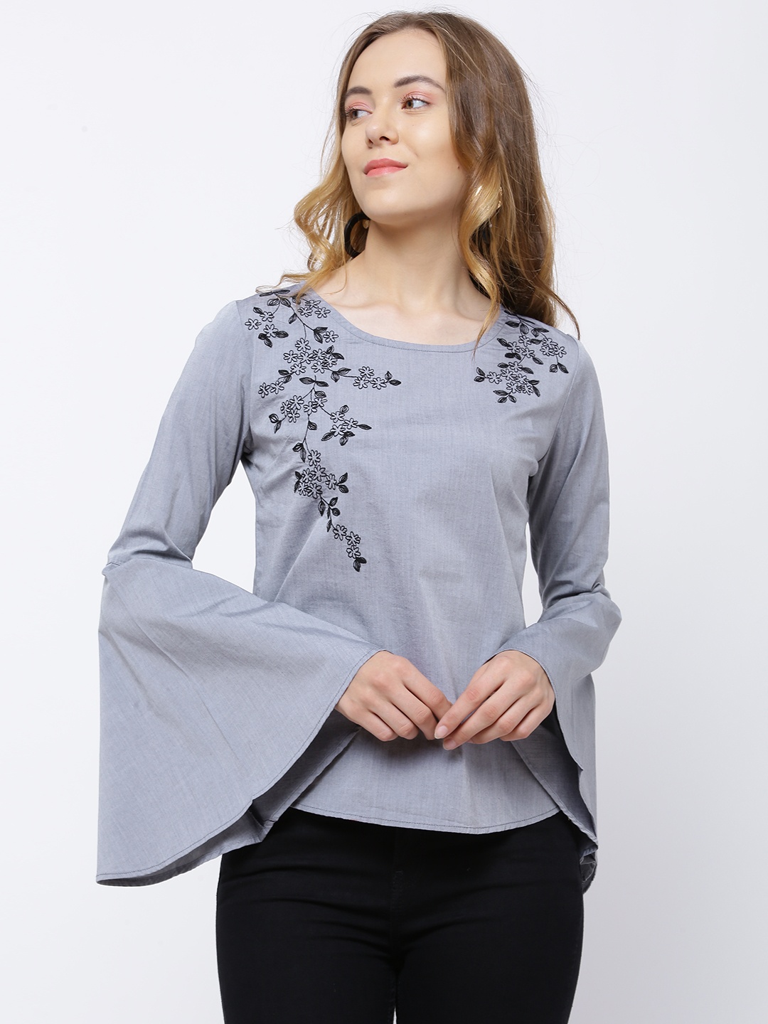 

Tokyo Talkies Women Grey Solid Top