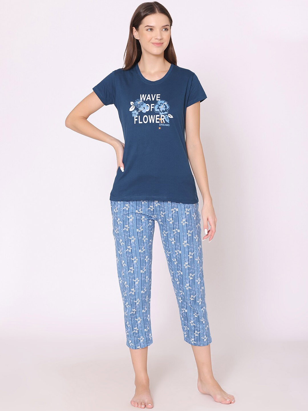 

Bodycare Women Printed Night suit, Blue