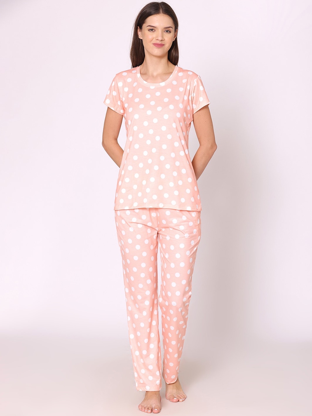 

Bodycare Women Printed Night suit, Peach