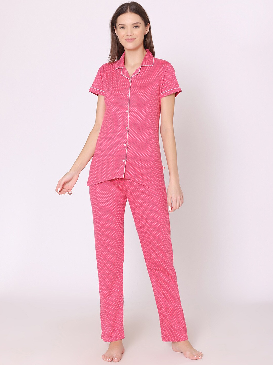 

Bodycare Women Printed Pure Cotton Night suit, Pink