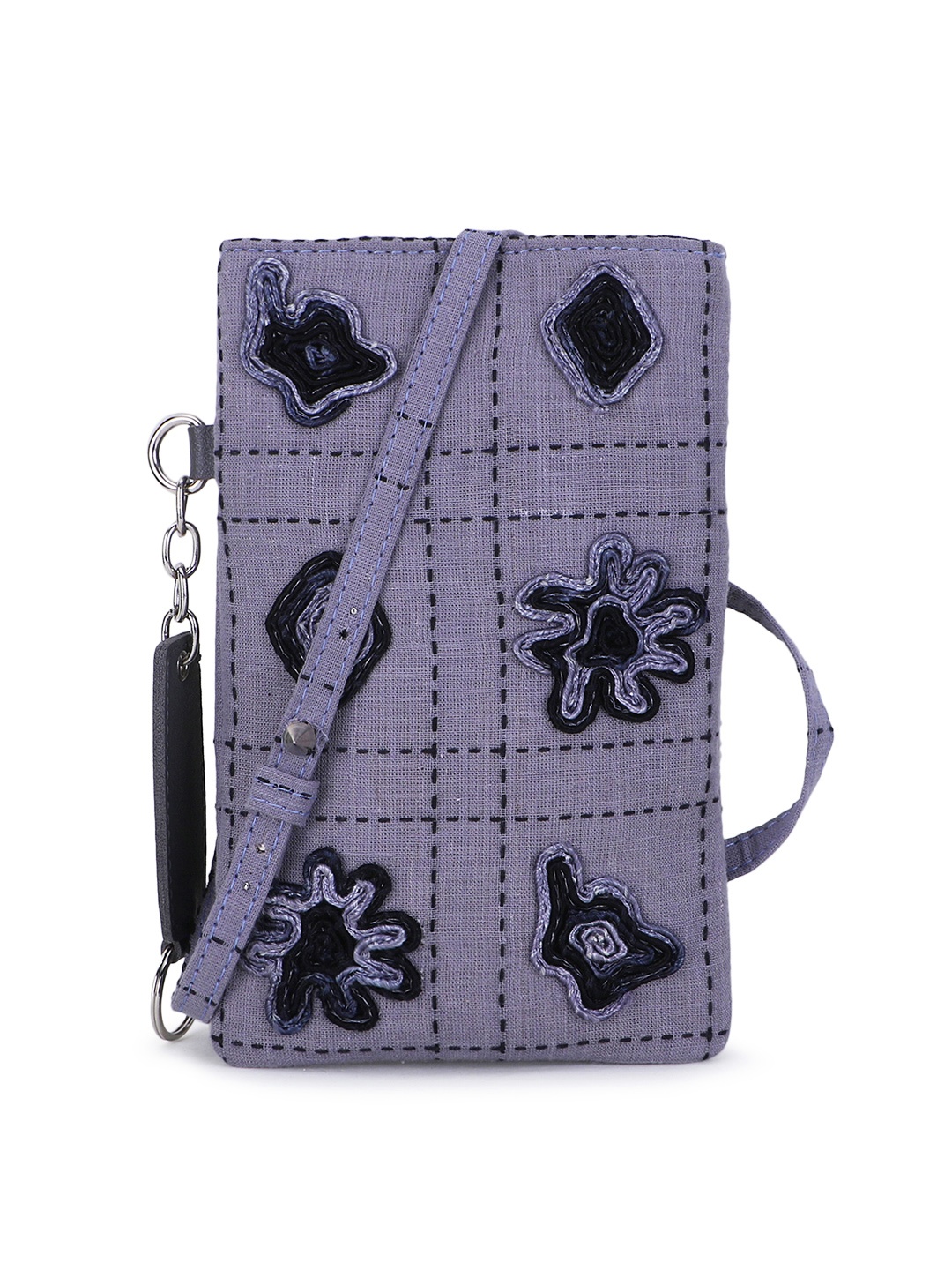 

Spice Art Women Printed Cotton Travel Mobile Pouch, Grey