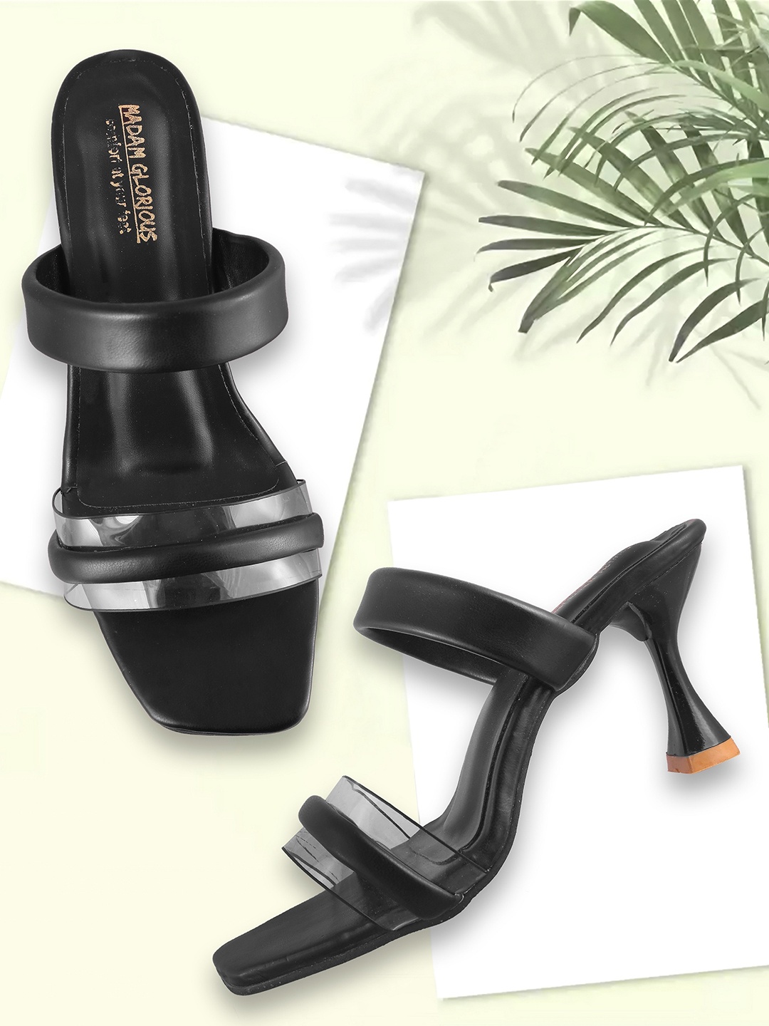 

madam glorious Solid Slim Heels, Black