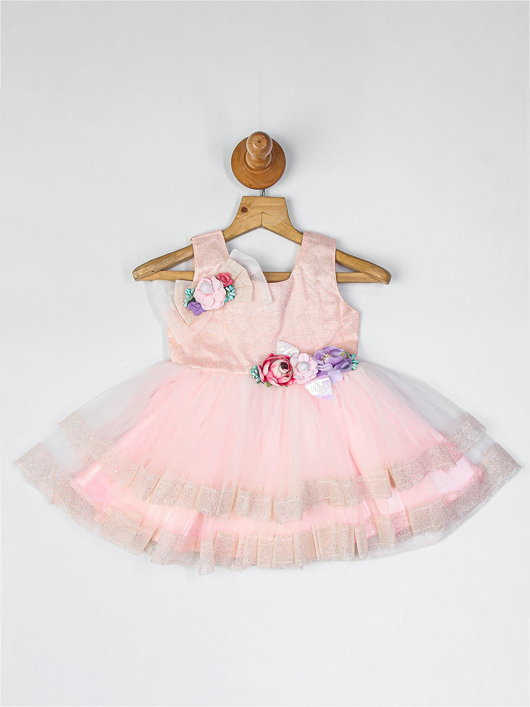 

Enfance Self Design Net Dress, Pink