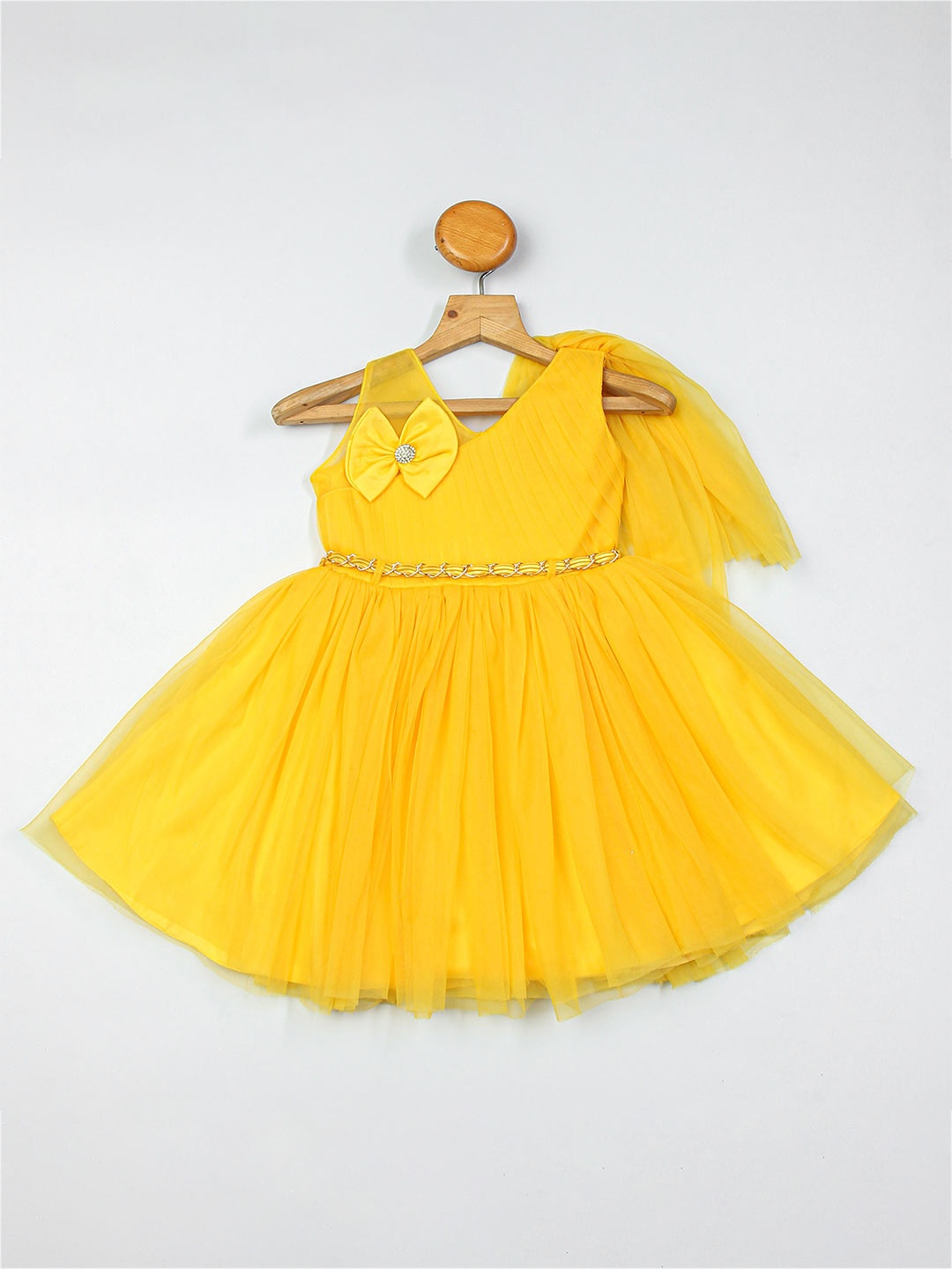 

Enfance Tulle Bow Detailed Net Fit & Flare Dress, Yellow