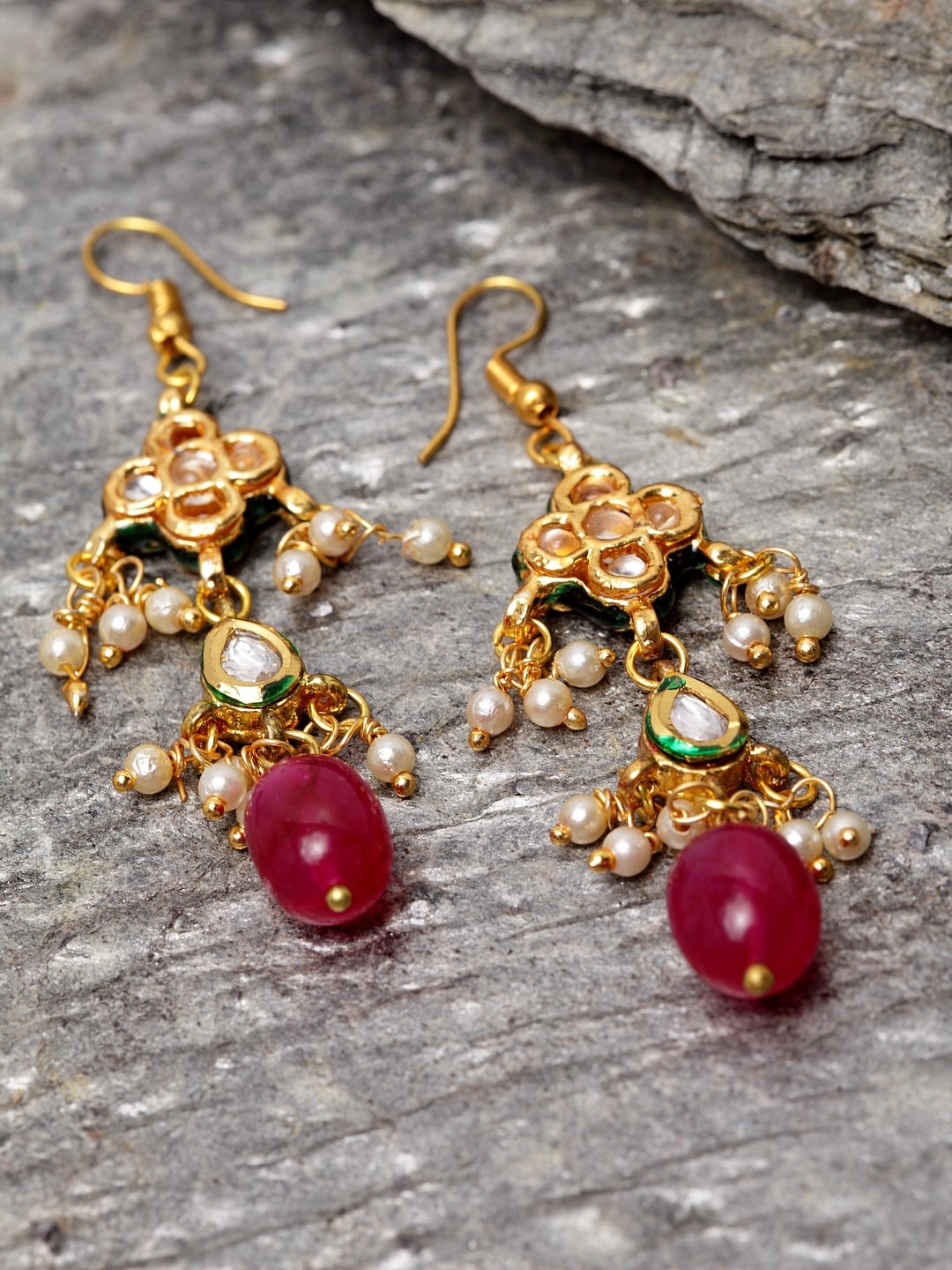 

DUGRISTYLE Gold-Plated Classic Drop Earrings, Red