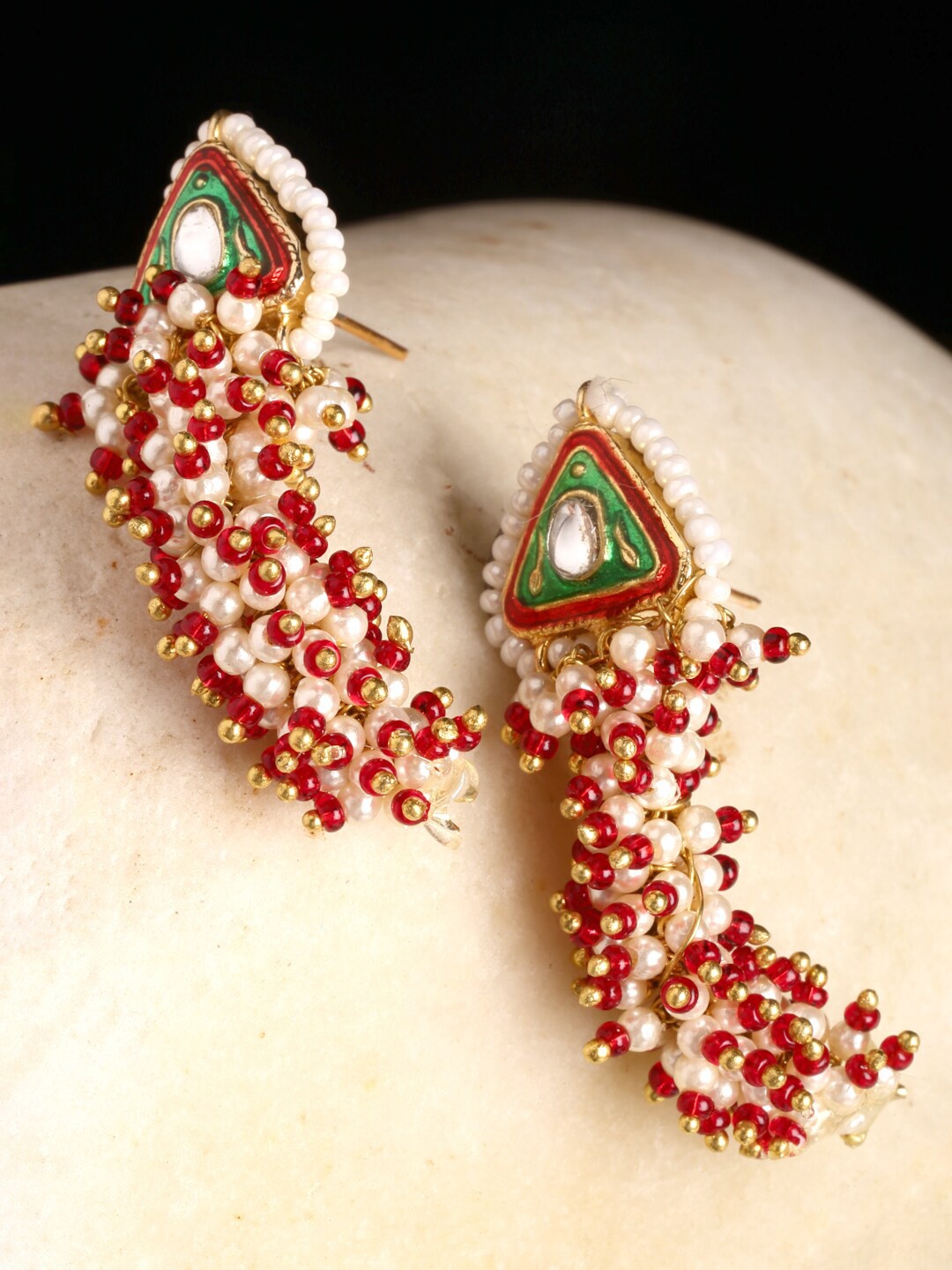 

DUGRISTYLE Gold Plated Classic Drop Earrings, Red