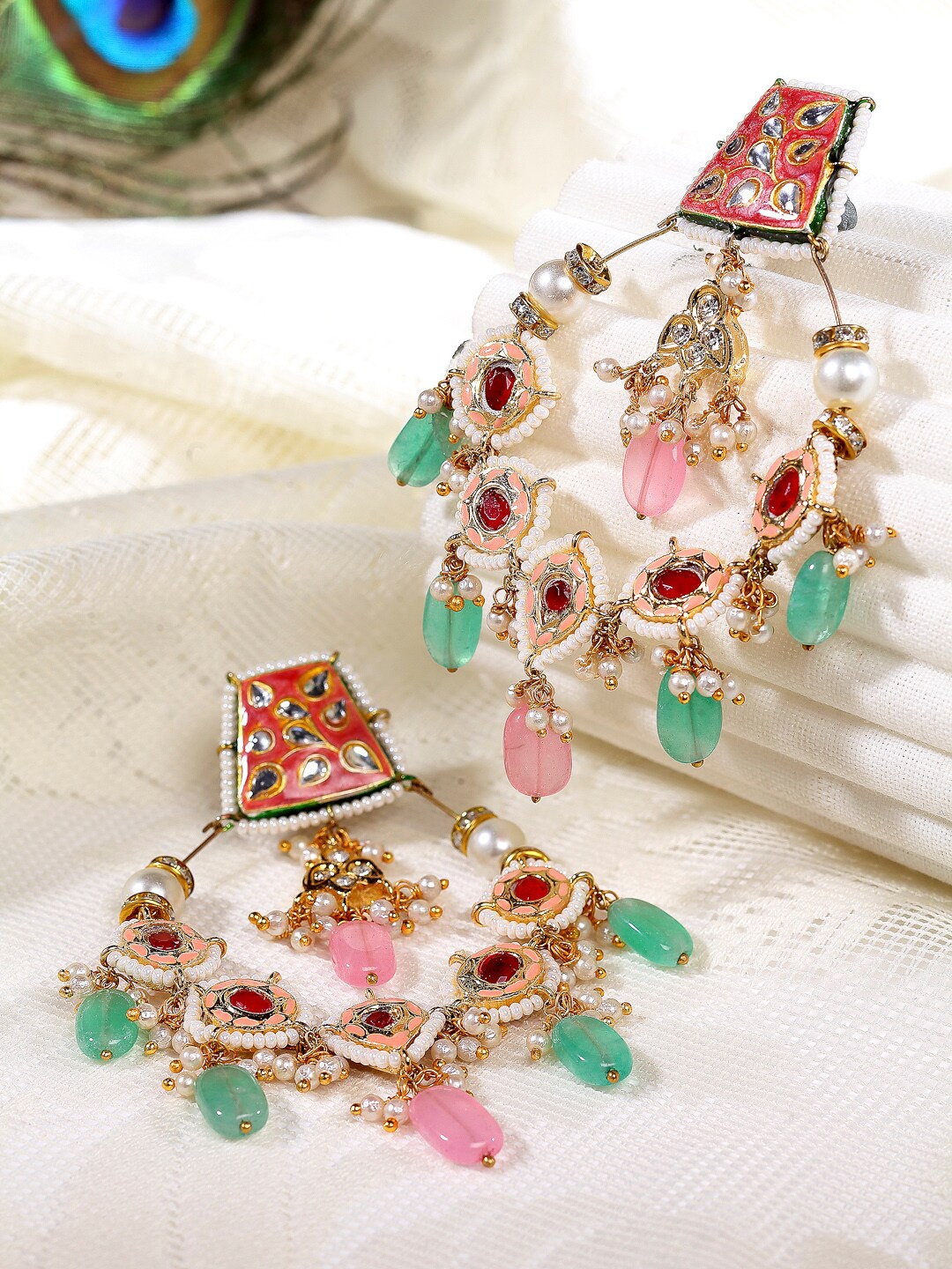 

DUGRISTYLE Gold Plated Classic Drop Earrings, Red