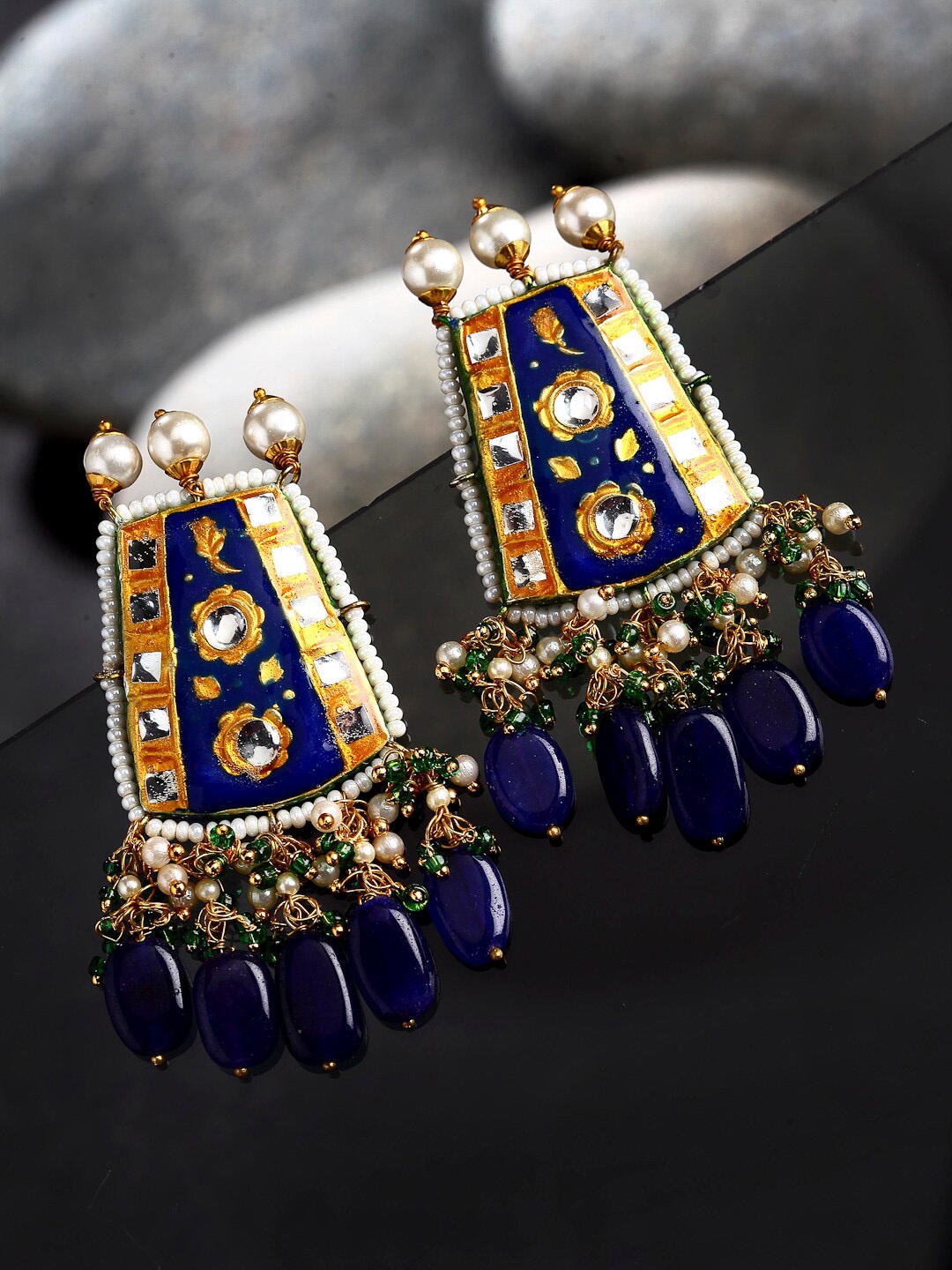 

DUGRISTYLE Gold-Plated Classic Studs Earrings, Blue