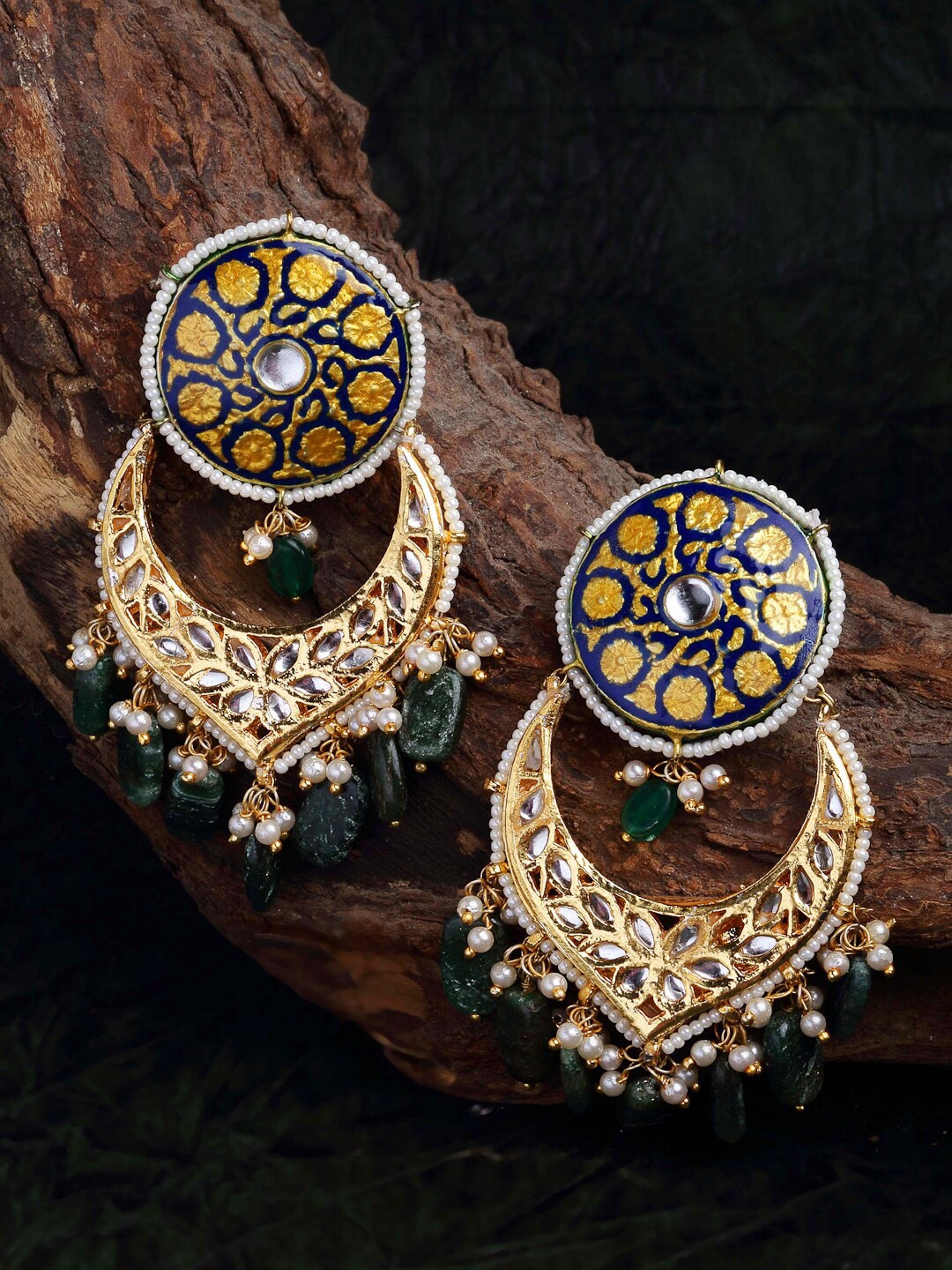 

DUGRISTYLE Gold-Plated Classic Chandbalis Earrings, Blue