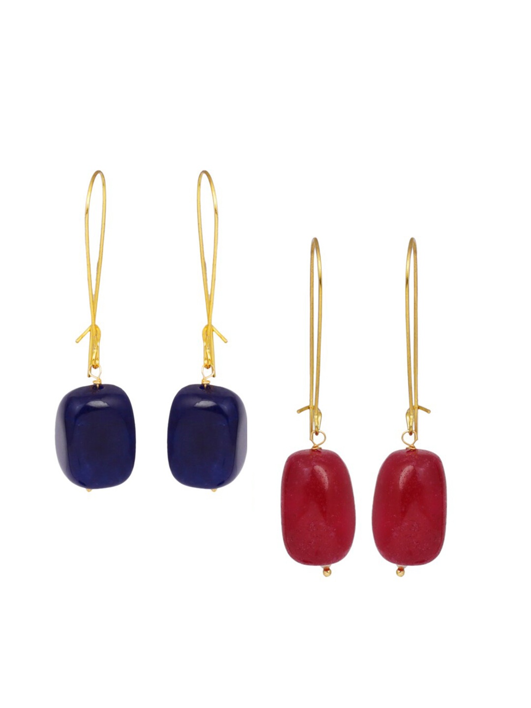 

DUGRISTYLE Set Of 2 Gold-Plated Classic Studs Earrings, Navy blue