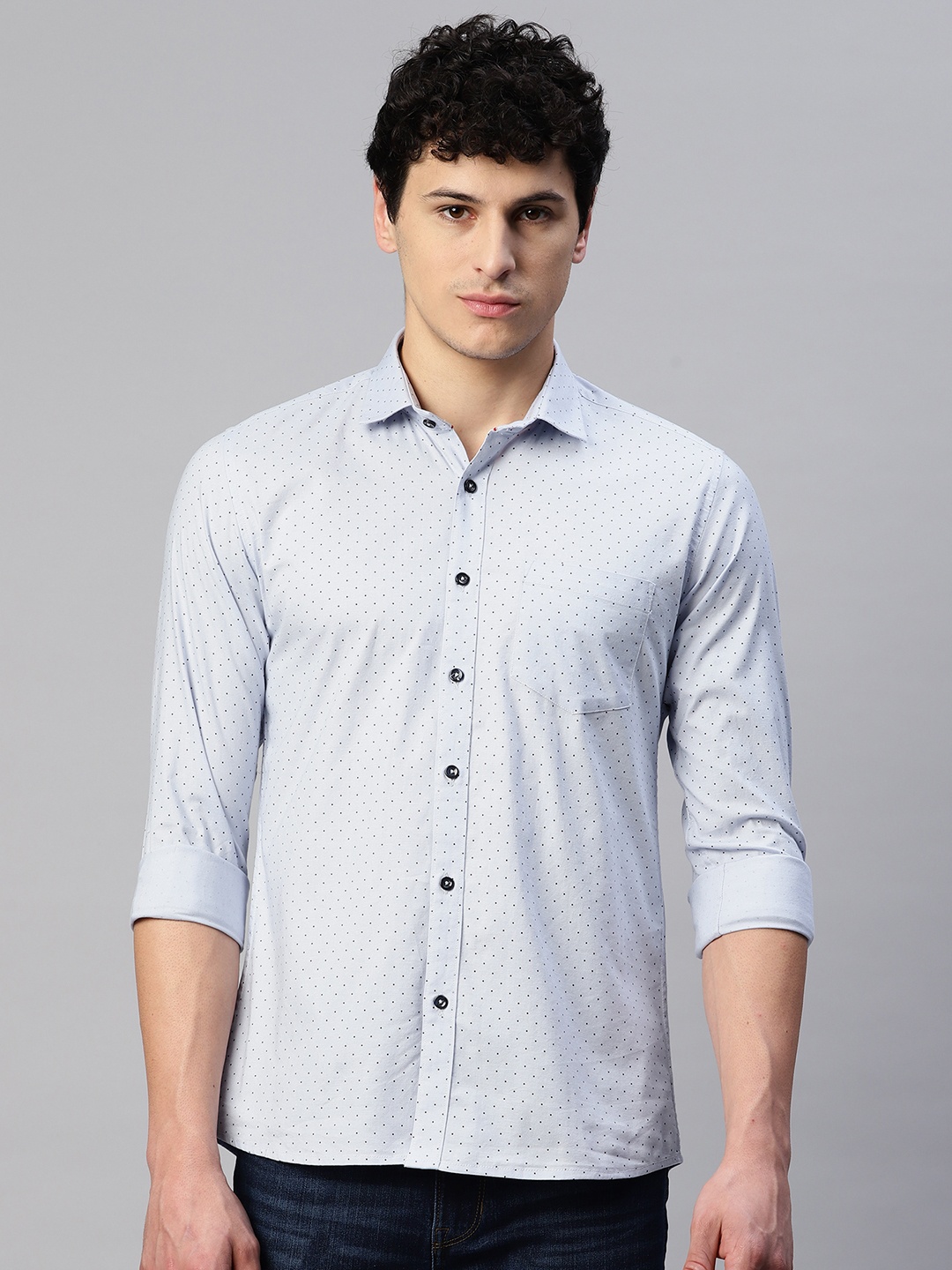 

5TH ANFOLD Men Slim Fit Micro Ditsy Printed Casual Shirt, Blue