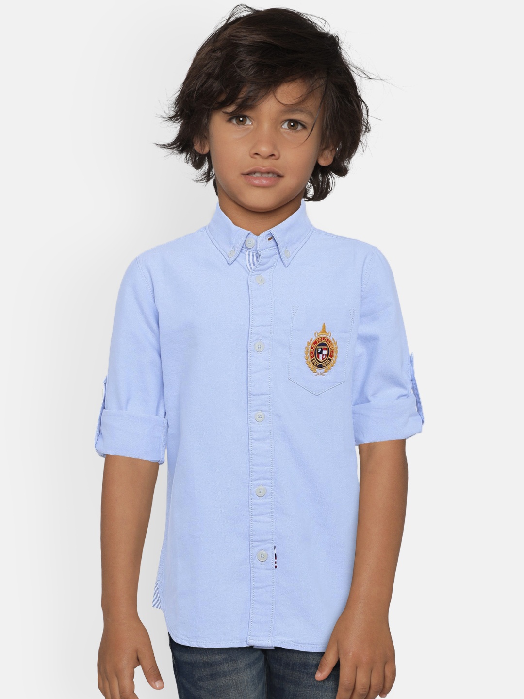 

U.S. Polo Assn. Kids Boys Blue Regular Fit Solid Casual Shirt