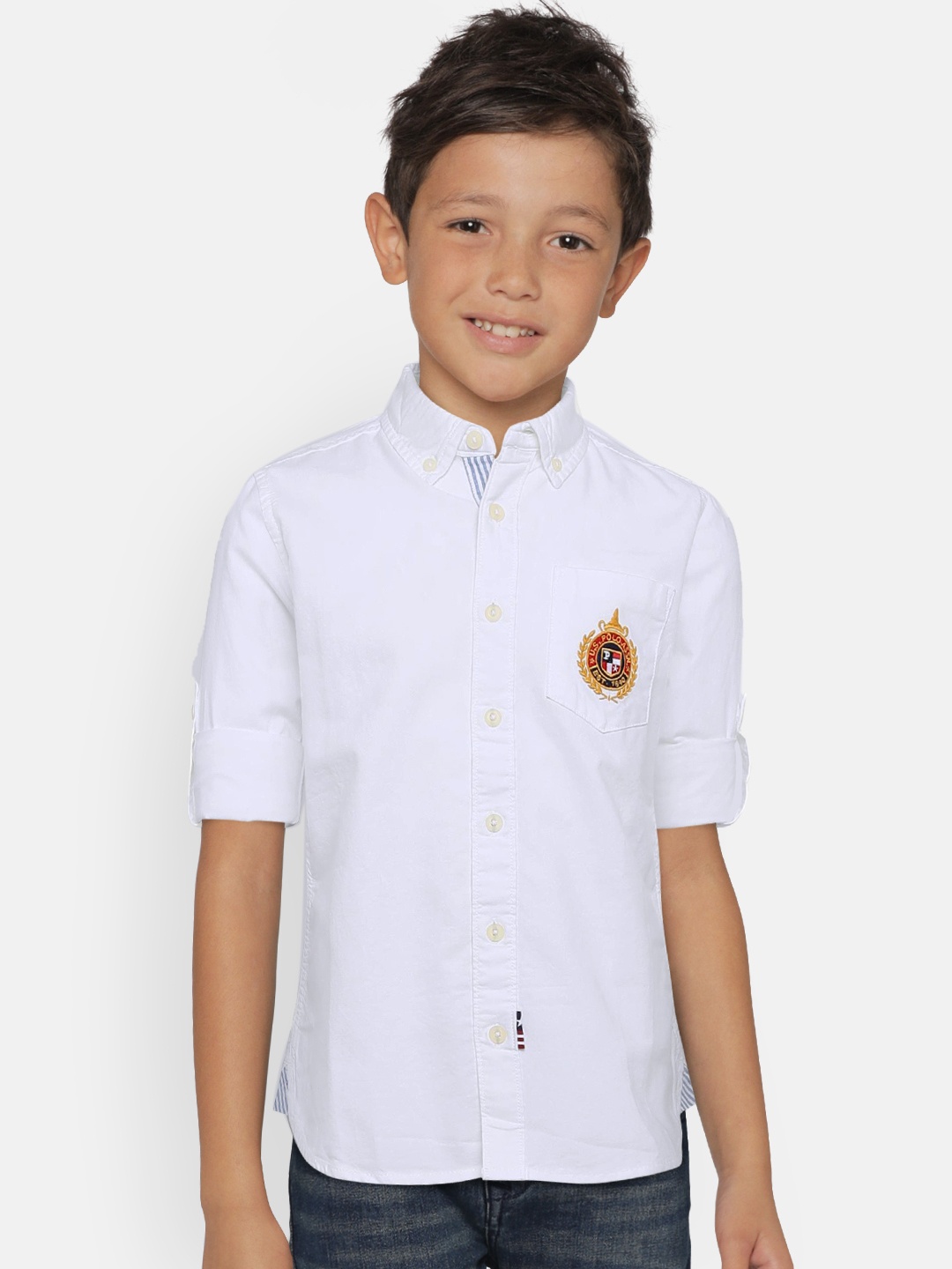 

U.S. Polo Assn. Kids Boys White Regular Fit Solid Casual Shirt
