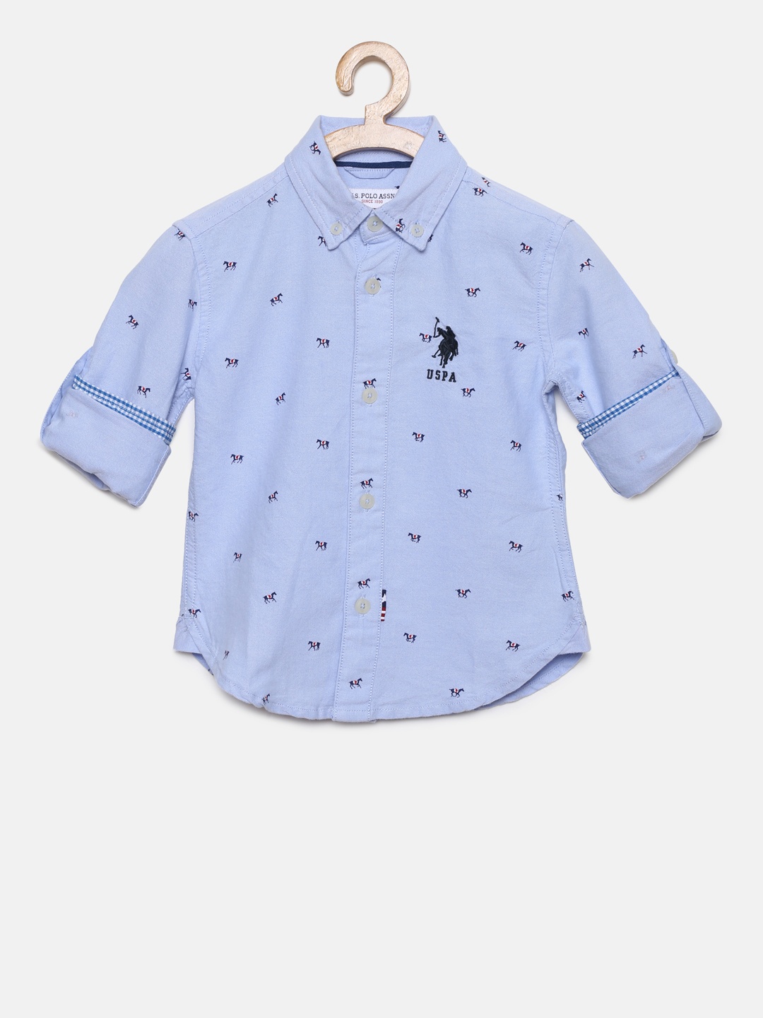 

U.S. Polo Assn. Kids Boys Blue Regular Fit Printed Casual Shirt