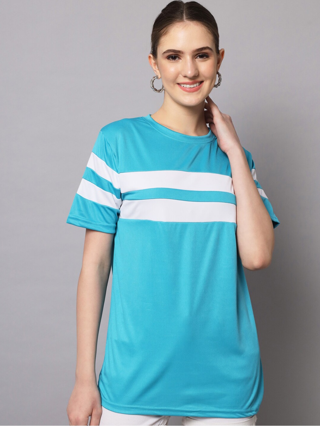 

Rodzen Women Colourblocked T-shirt, Blue