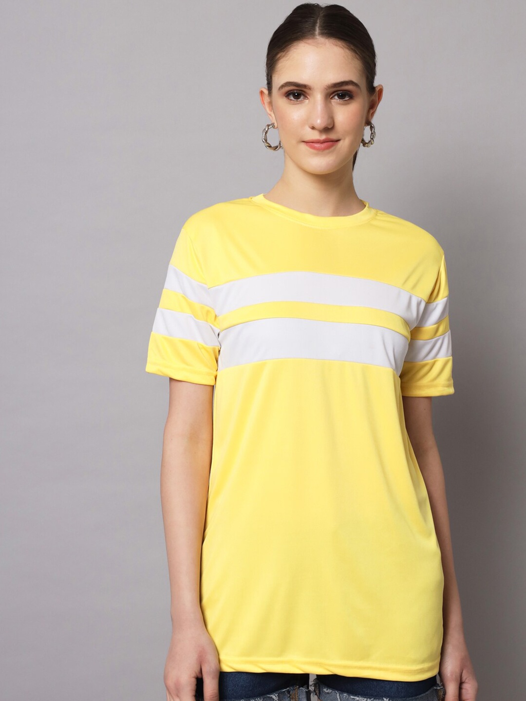 

Rodzen Women Colourblocked T-shirt, Yellow