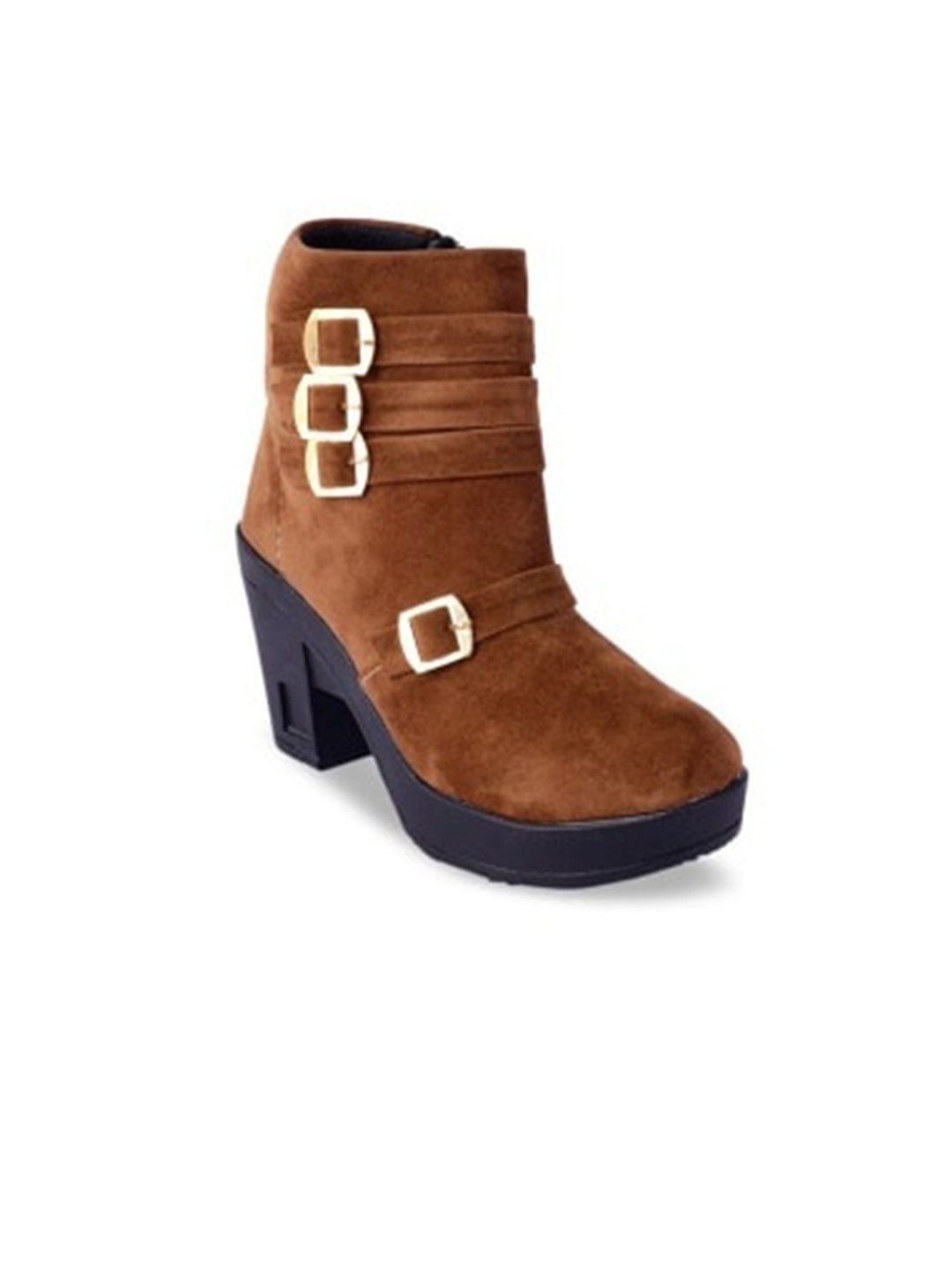 

WOMENS BERRY Boots With Buckles Heels, Tan