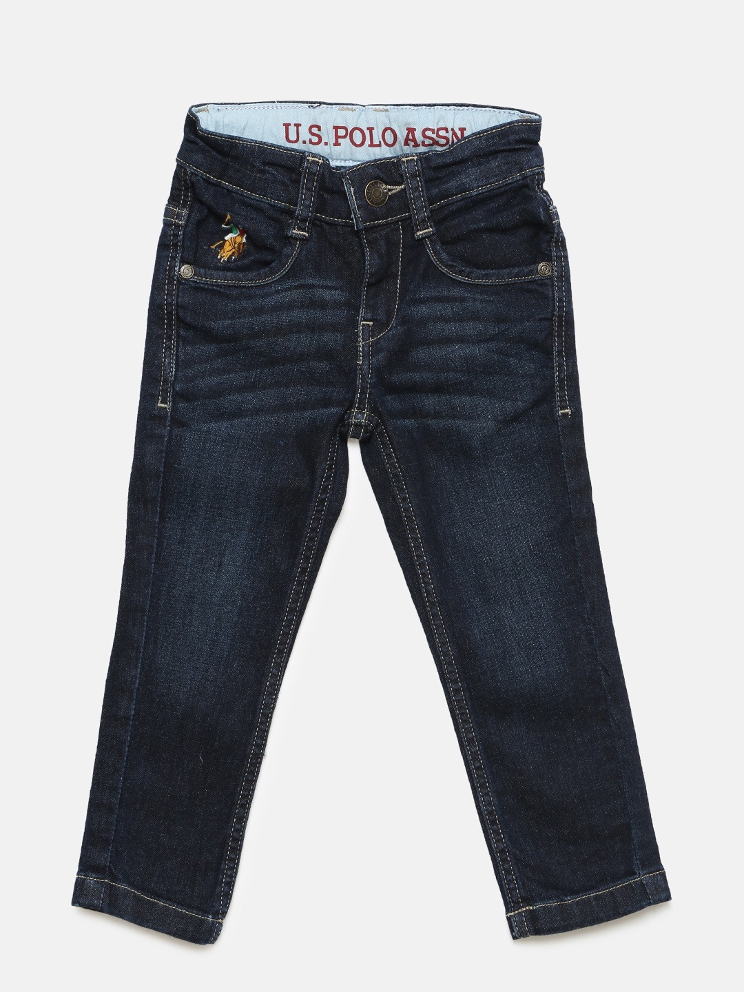 

U.S. Polo Assn. Kids Boys Blue Regular Fit Mid-Rise Clean Look Jeans