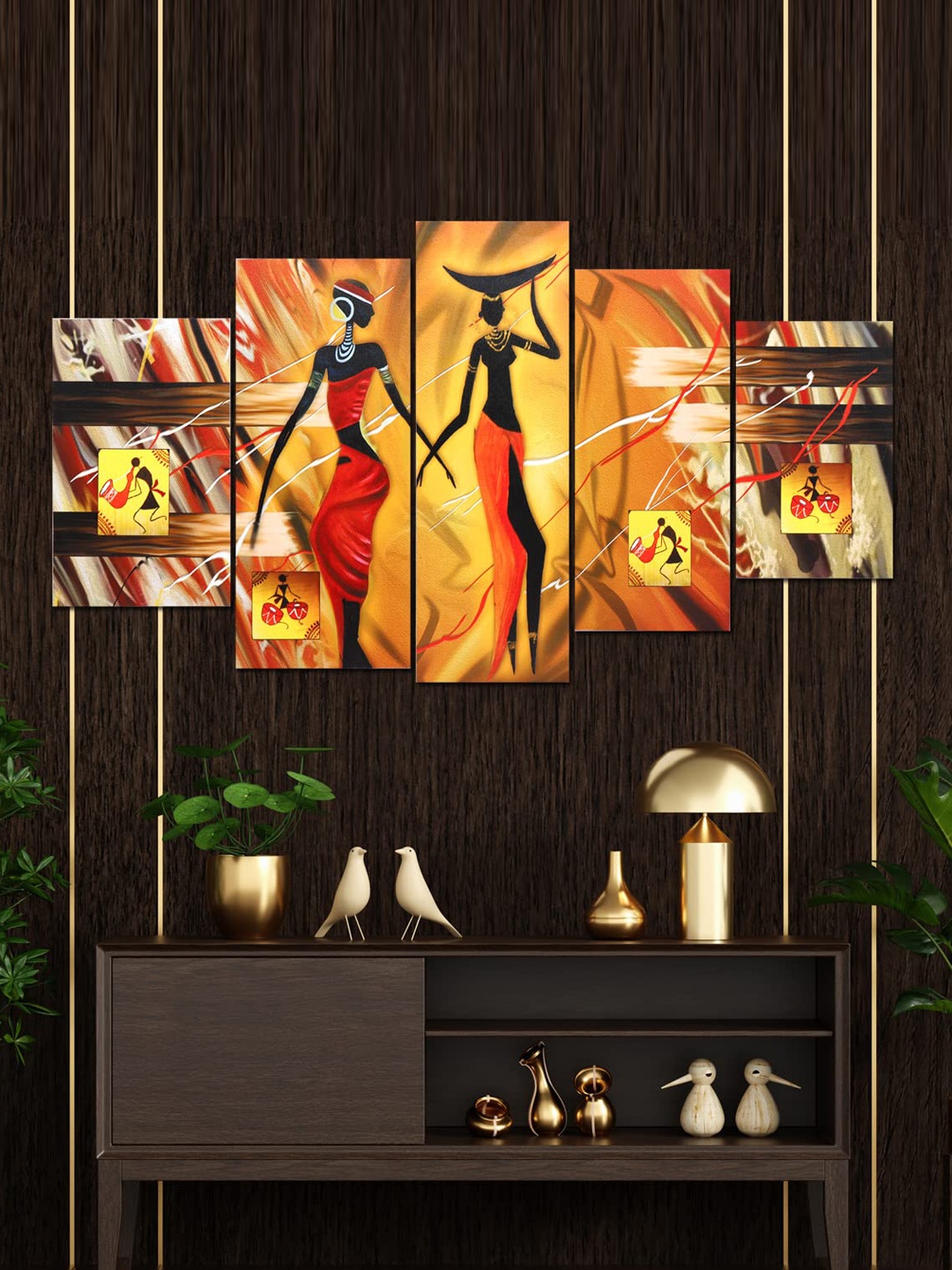 

Perpetual Set Of 5 Red & Yellow Paintings