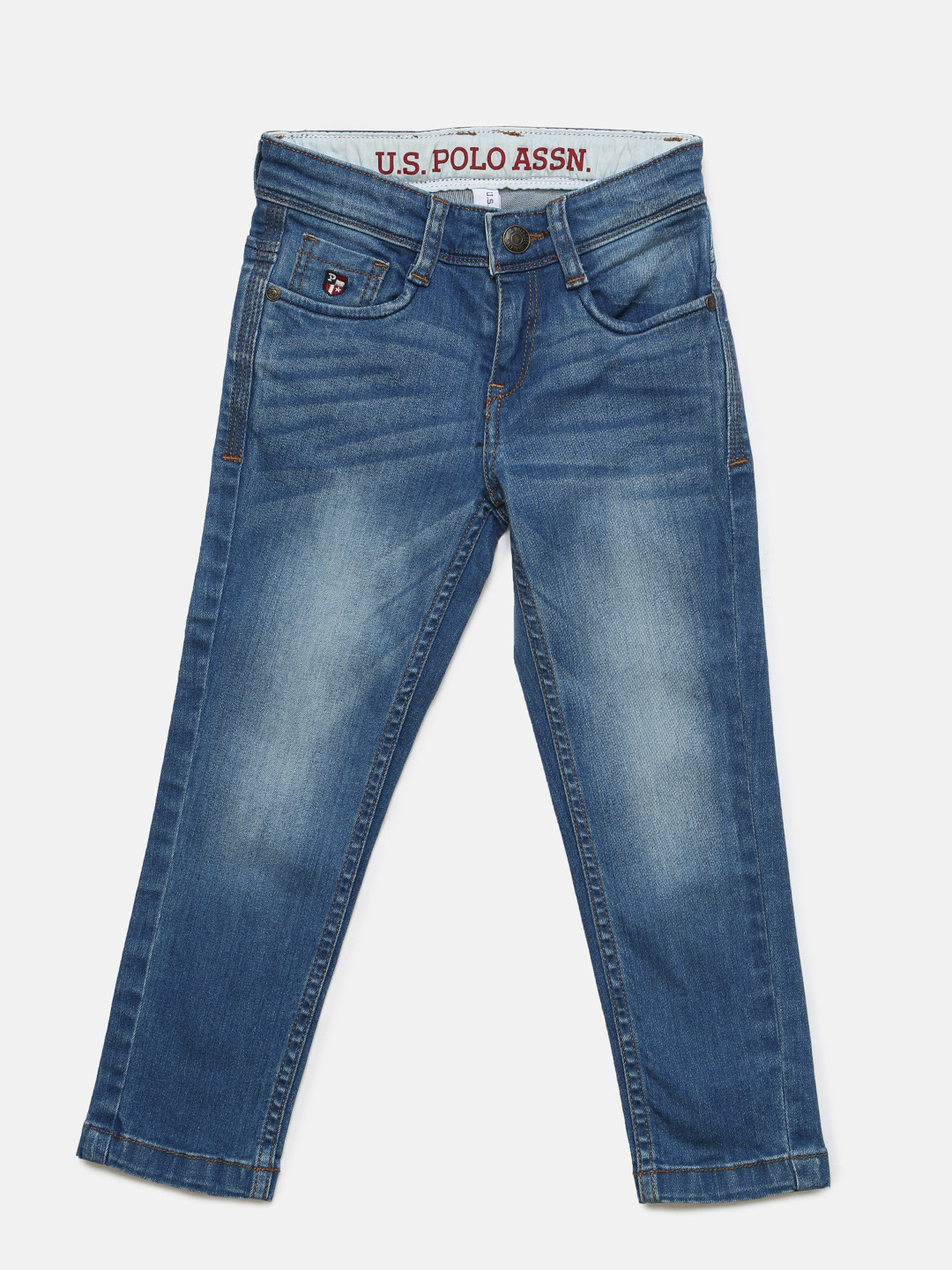 

U.S. Polo Assn. Kids Boys Blue Regular Fit Mid-Rise Clean Look Jeans