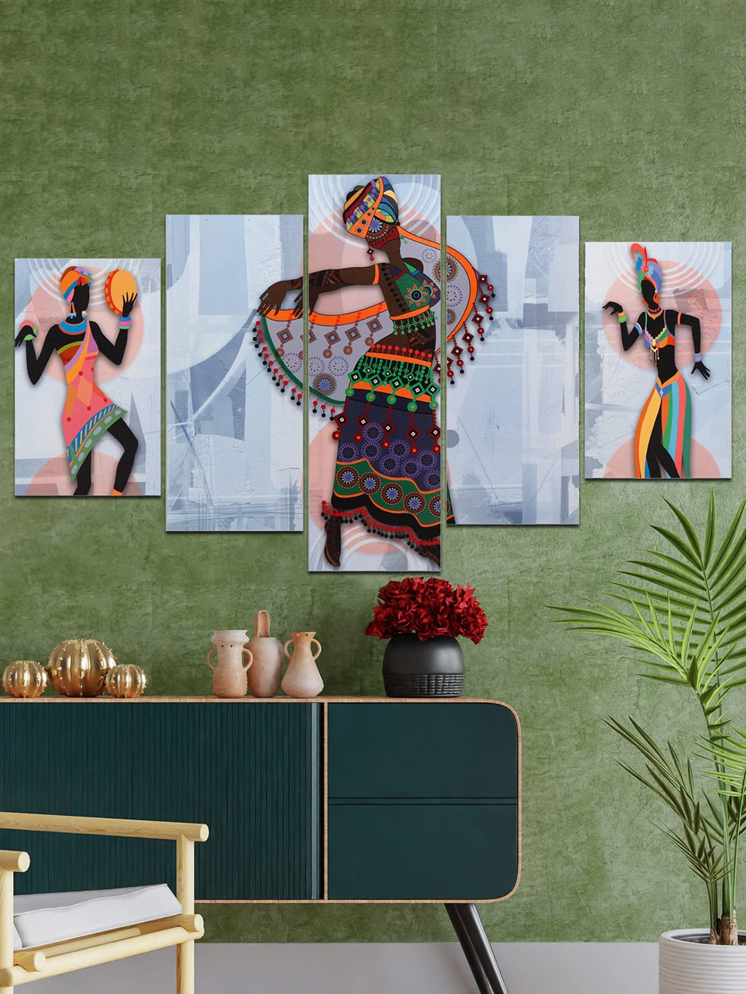 

Perpetual White & Brown Set Of 5 African Lady Paintings Wall Art