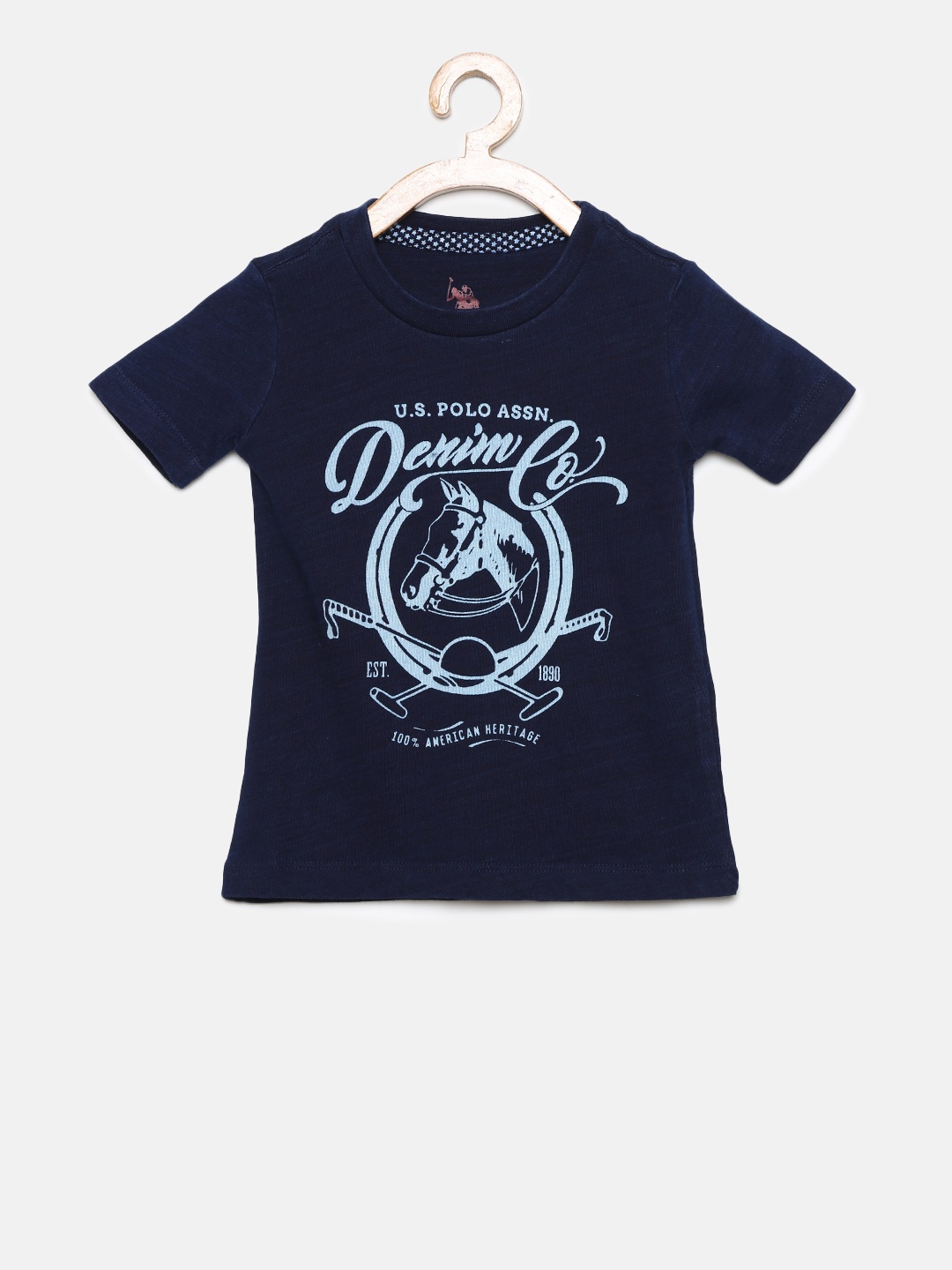 

U.S. Polo Assn. Kids Boys Navy Blue Printed Round Neck T-shirt