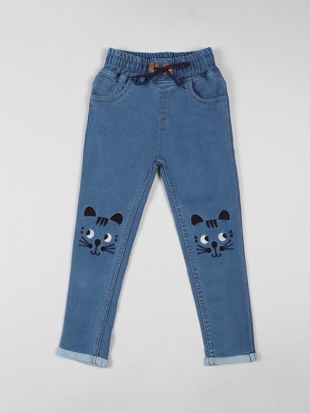 

A-Okay Boys Slim Fit High-Rise Embroidered Jeans, Blue