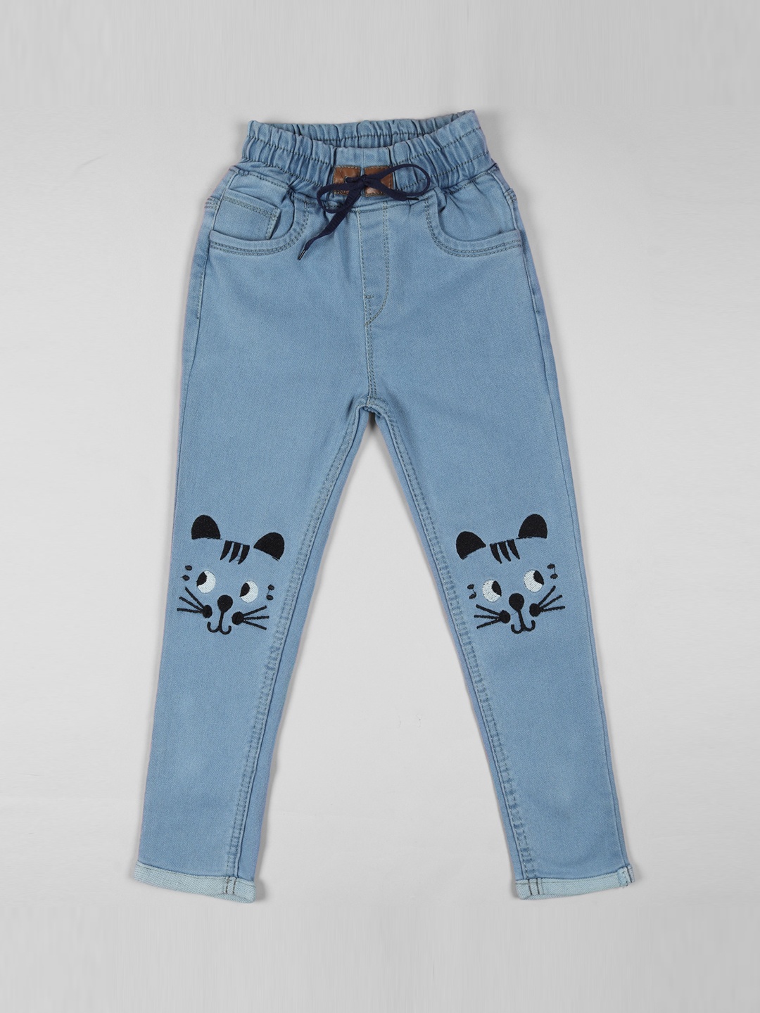 

A-Okay Boys Slim Fit High-Rise Cotton Embroidered Jeans, Blue